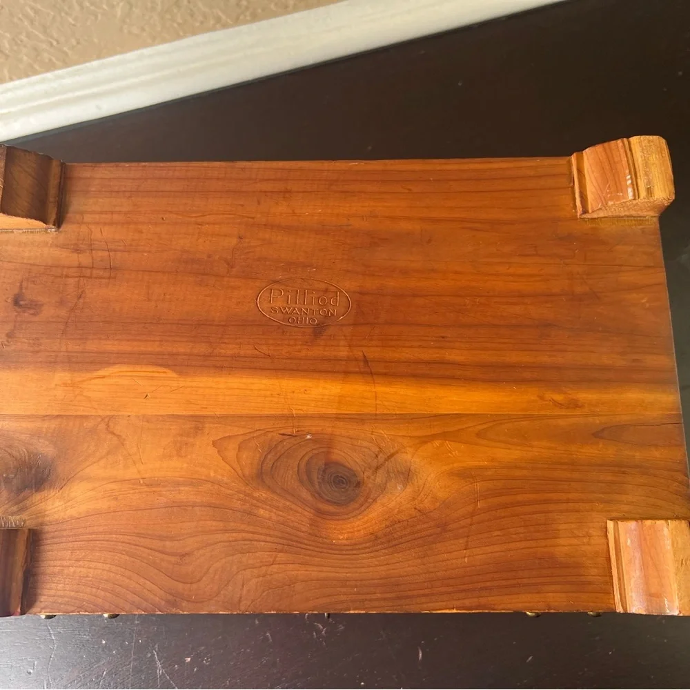 Vintage 1950's Pilliod Wooden Chest Box Swanton Ohio Cedar Jewelry Box Rustic